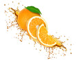 orange splash juice isolated on white background