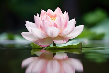 Wall Mural - a single lotus blossom open on the surface of a still pond