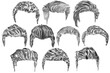 Set of sketches men's hair. Men's haircut.