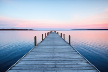 A serene and picturesque dock stretching out into a tranquil body of water