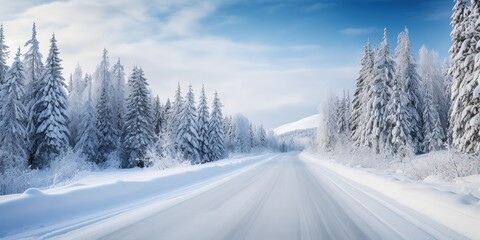 Wall Mural - Snowy winter road