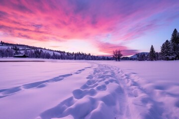 Poster - purple and pink hues on snow during sunset