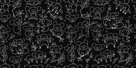 Wall Mural - Cute Koala Family. Seamless Pattern for your design