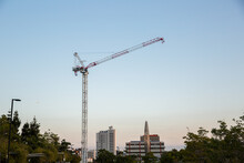 large crane working on an inner city development