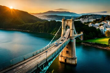 Canvas Print - bridge over the river