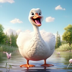 Wall Mural - Swan adorable animal character