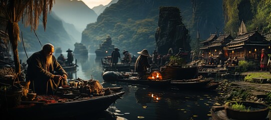 Yangshuo minority culture in China,Generated with AI