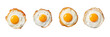 Set of Fried egg isolated  top view on transparent or white background