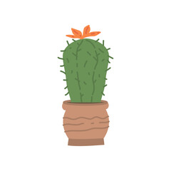 Wall Mural - cute cacti and succulent in pot on white background. Vector illustration. Flower in pots on stands. Home jungle