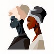 © Rachel - black man and woman Abstract Minimalist Picasso art style flat icon no shadows 2d flat solid colors no gradients water color