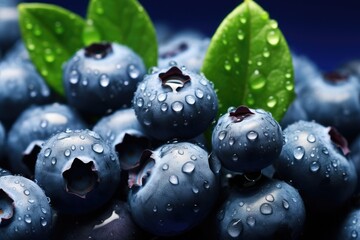 Fresh ripe blueberries, exotic healthy bio fruit food concept. Generative Ai