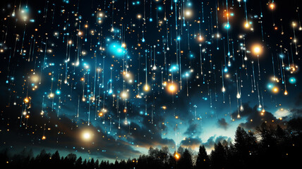 Wall Mural - beautiful night sky with stars, clouds and moon.