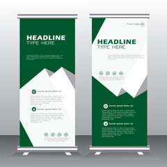 Wall Mural - modern green color roll up business brochure flyer banner design vertical template, abstract present