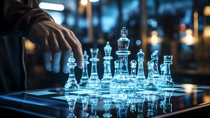 Poster - focused male person playing chess