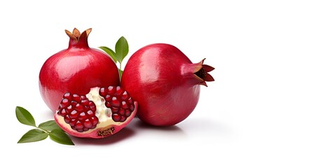 Wall Mural - pomegranate fruit macro white background blank space, ai generative