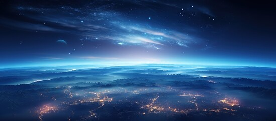 Wall Mural - Stunning planet Earth with city lights and stars viewed from space