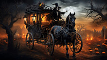 Carriage With Skull On A Dark Night