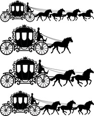  horse and silhouettes set vector