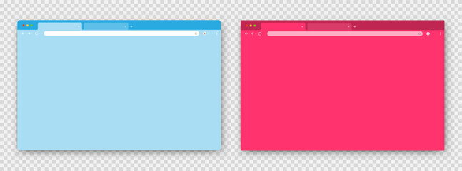 Wall Mural - browser windows. a set of realistic empty blue and pink browser windows with a toolbar, a search bar