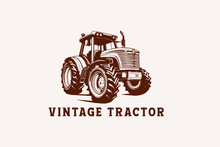 Vintage Tractor Vector Illustration 
