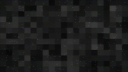 Abstract pixel art video background with text space, featuring seamless animation of a gray square block pattern, ideal for digital data, technology, business, computing, or coding concept
