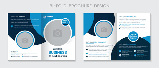 Wall Mural - Corporate Business Bi-Fold Brochure Design Template. Design Template Geometric shape used for business Bi-Fold Brochure layout. Corporate Brochure, Business Brochure, A4 with Bleed, Print Ready