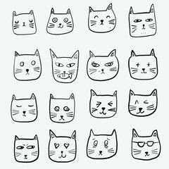 Doodle freehand drawing of cats face.