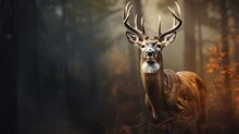 A Close-up Of A Whitetail Deer Facing Left.