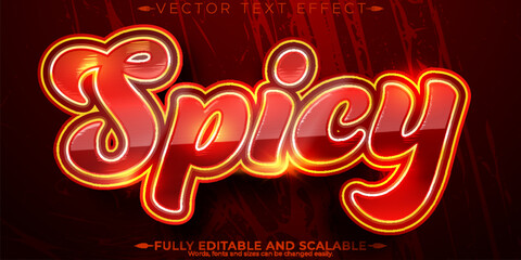 Canvas Print - Spicy hot pepper text effect, editable mexican food fire text style