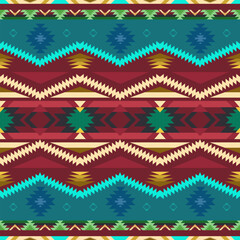 Wall Mural - Native American Southwest, Aztec, Navajo seamless pattern. Tribal geometric print. Ethnic design wallpaper, fabric, cover, textile, rug, blanket. Boho style.