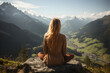 © Gonzalo - Young woman meditate on the top of mountain
