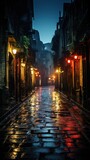 Fototapeta Londyn - Moody, atmospheric alleyways and backstreets at night