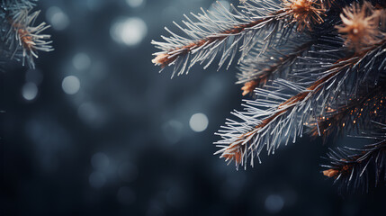 Wall Mural - christmas tree branch in winter snow