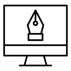 Canvas Print - Outline Monitor pen tool icon