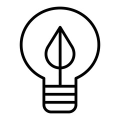 Poster - Outline Green electricity bulb icon