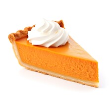 Fall Time Pumpkin Pie Isolated On A White Background With Copy Space