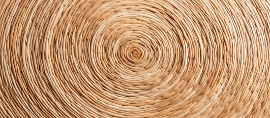 Canvas Print - Beige wicker tablecloth viewed from above on white background Rustic decor