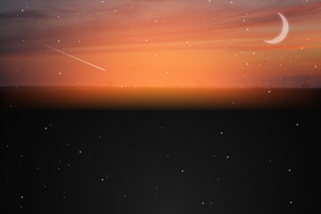 Wall Mural - the crescent moon and shiny stars on colorful sky