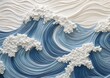 closeup paper sculpture wave clouds pristine rippling oceanic waves glacier coloring complementary color palette fine contours faces real life cliff textural large eddies