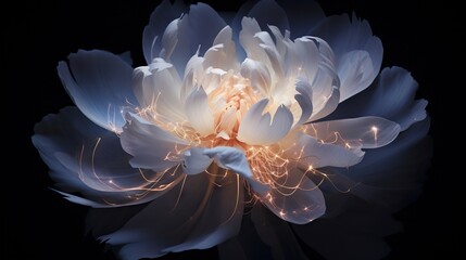 Wall Mural -  a large white flower with lots of light in it's center.  generative ai