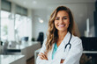 © Oscar - A portrait of a female doctor with a stethoscope in her clinic