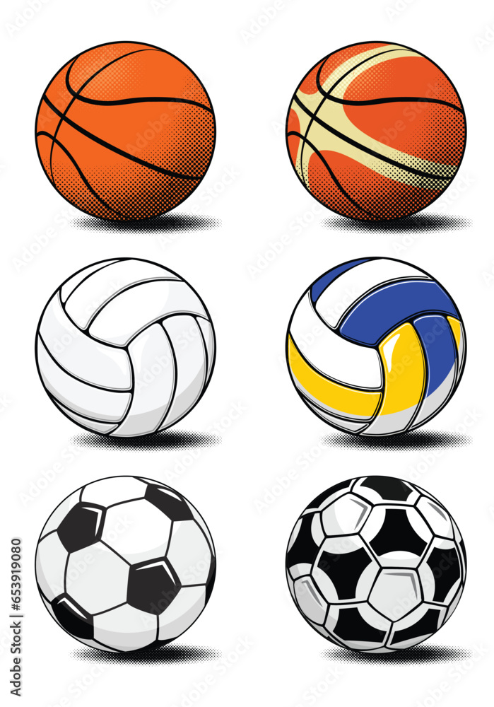 Sport Balls classic and modern. Icon set Of Soccer, Basketball ...