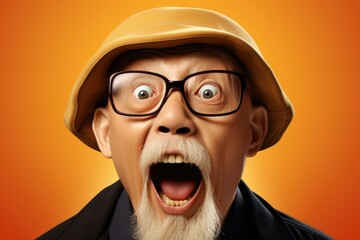 Poster - A man wearing glasses and a hat is making a funny face. This image can be used to depict humor and lightheartedness in various contexts.