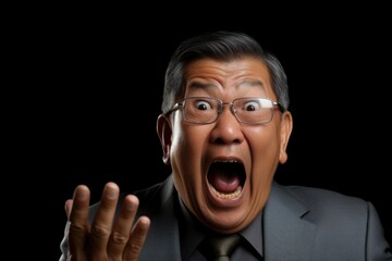 Poster - A man wearing a suit and tie is making a funny face. This image can be used to add humor to business-related content.