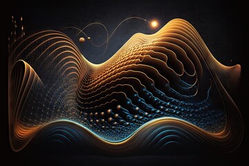 Wall Mural - Futuristic background, abstract wave illustration, technology hi-tech design