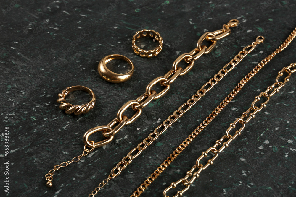 Beautiful jewellery on black background