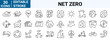 © Ruslan Ivantsov - set of 30 line web icons . Net Zero. Green energy, CO2 neutral, gas emissions, climate, ecology. Editable stroke.