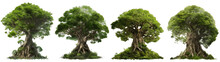 Epic Fairy Tale World Tree With Dense Green Foliage Isolated On Transparent Background Generative Ai