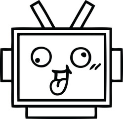 line drawing cartoon of a robot head