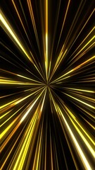 Wall Mural - Vertical video - cosmic interstellar hyperspace motion background animation. Flying at warp speed through glowing golden star light beams.	